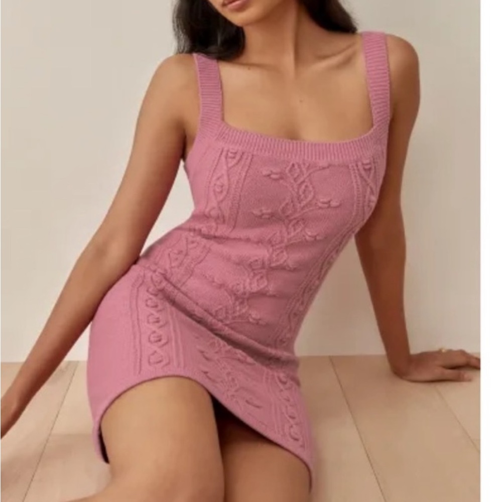 Reformation Cento Cotton Sweater Dress - Rose